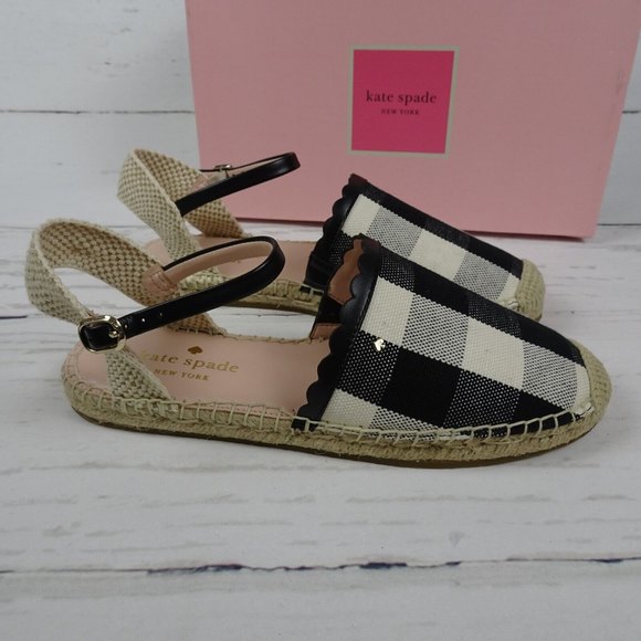 New KATE SPADE Bonnie Espadrille Sandals Sling Back Flats Gingham Casual Size 7 - Picture 9 of 13